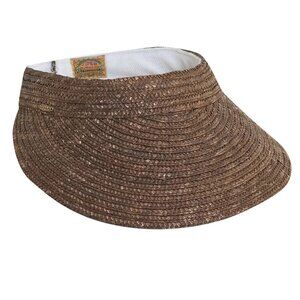 Scala Braided Laichow Straw Visor with 5” Peak, Color Chocolate Brown